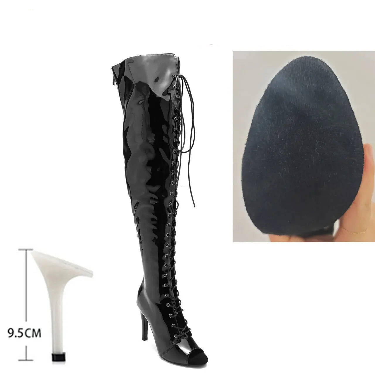 Bottes à lacets au-dessus du genou, chaussures à talons aiguilles pour femmes