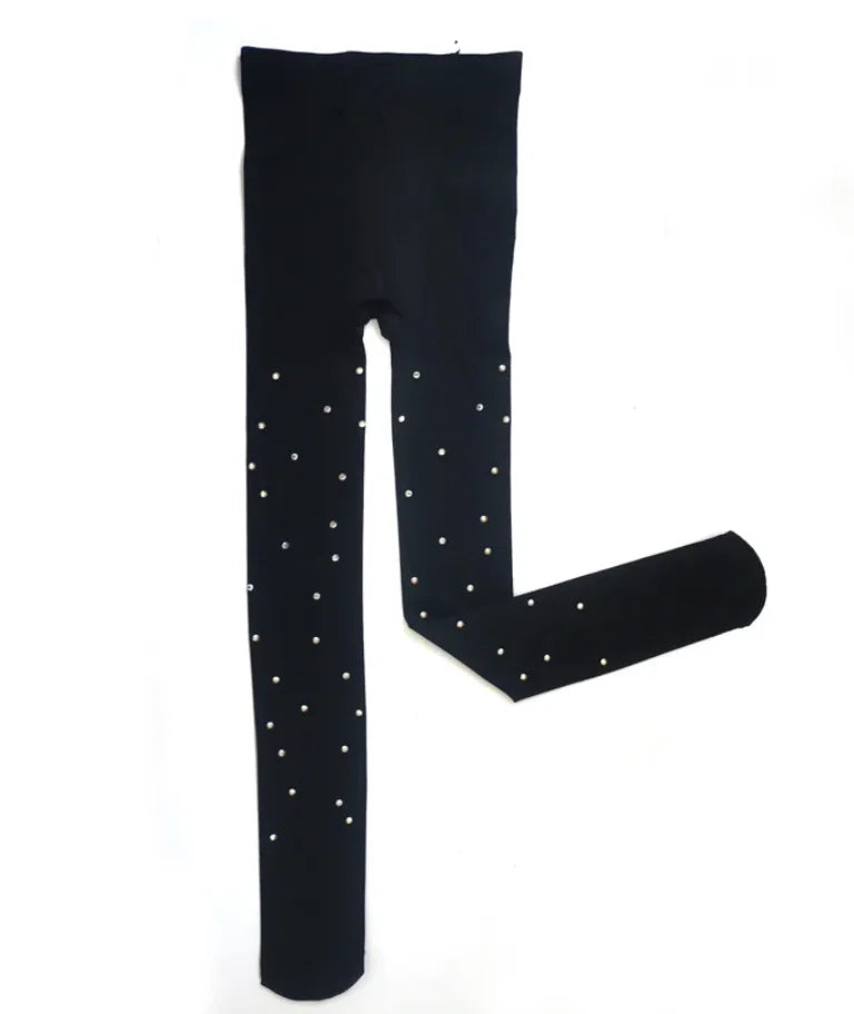 Collants brillants en velours noir pour femmes