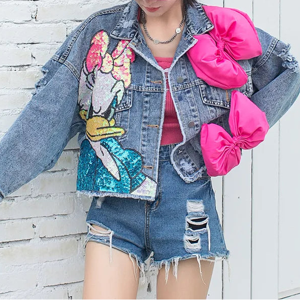 Veste en jean à manches longues pour femmes