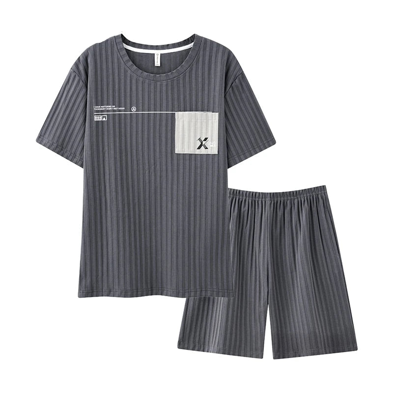 Pyjama d'été en coton synthétique pour hommes