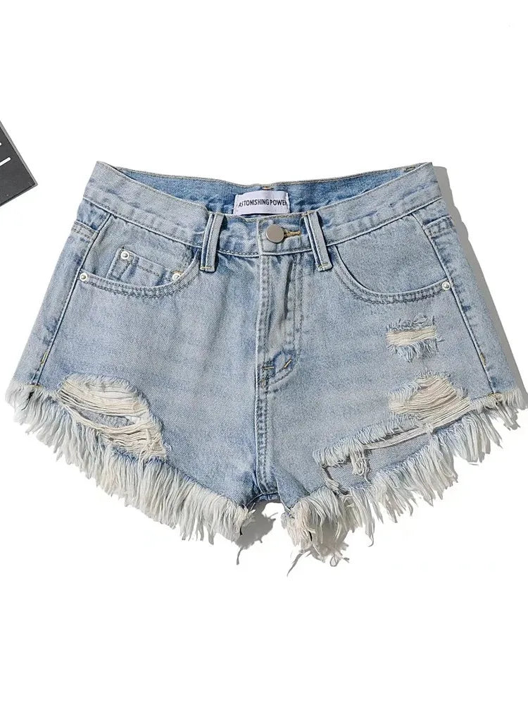 Short en jean taille haute pour femmes