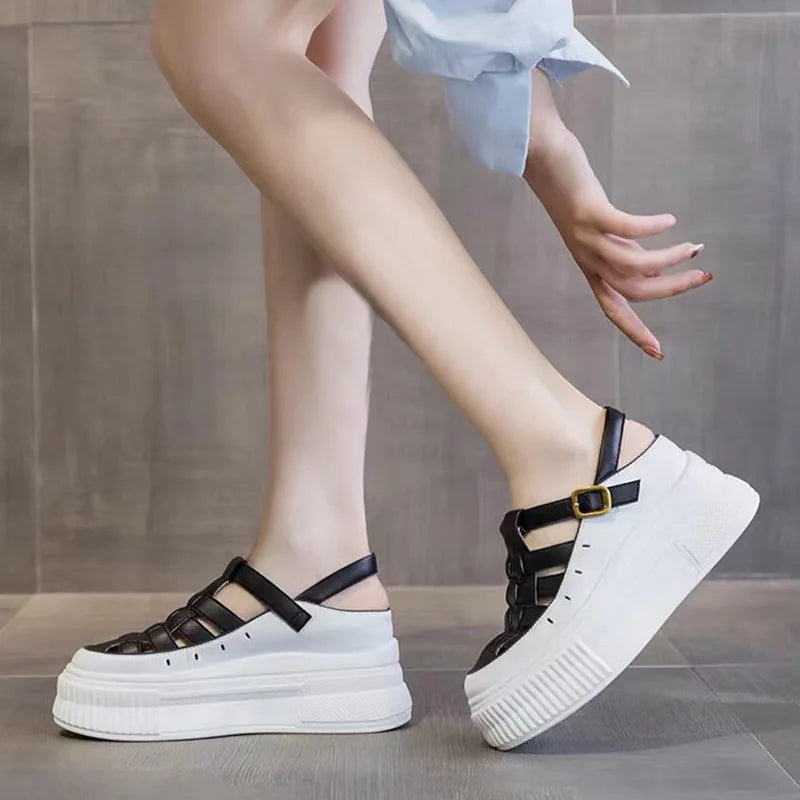 Sandales en cuir de vache véritable pour femmes