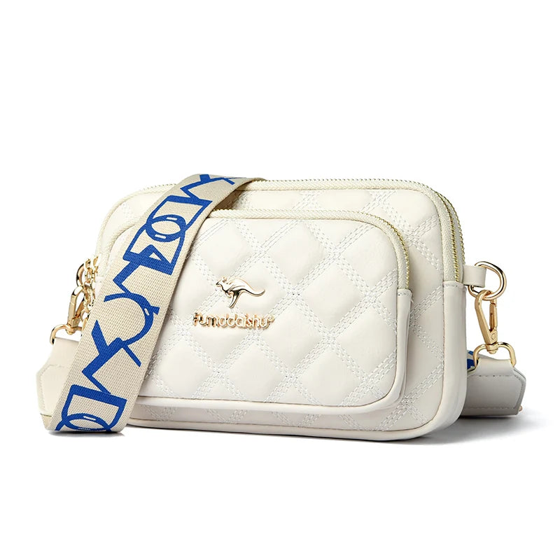 Sac à bandoulière en cuir Pu de couleur unie à large sangle pour femmes