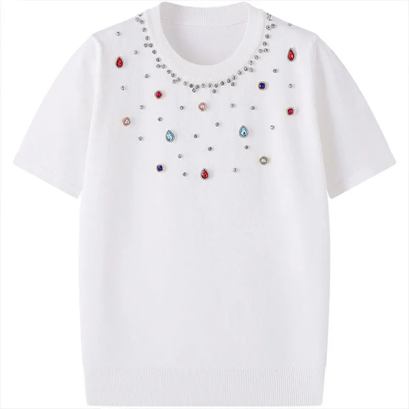 T-shirt à manches courtes et col rond pour femmes