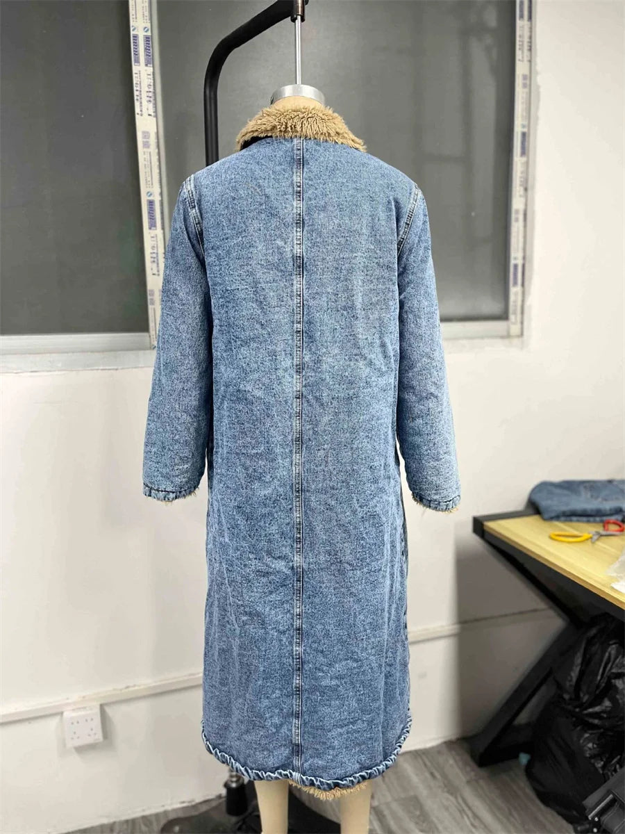 Veste en jean épaisse à simple boutonnage pour femmes