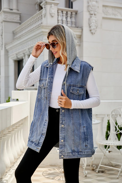 Vestes poignées amovibles à capuche Jeans veste manteau vêtements décontractés