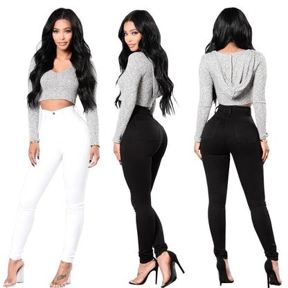 Jeans Noir ou Blanc Taille Haute Pour Femmes