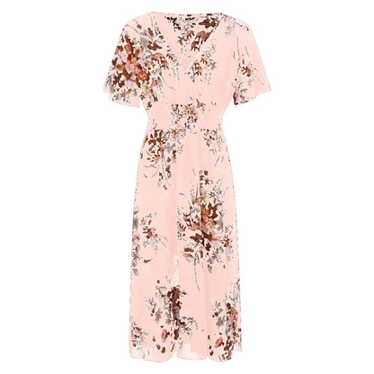 Robe Maxi florale pour femmes, col en v, style bohème