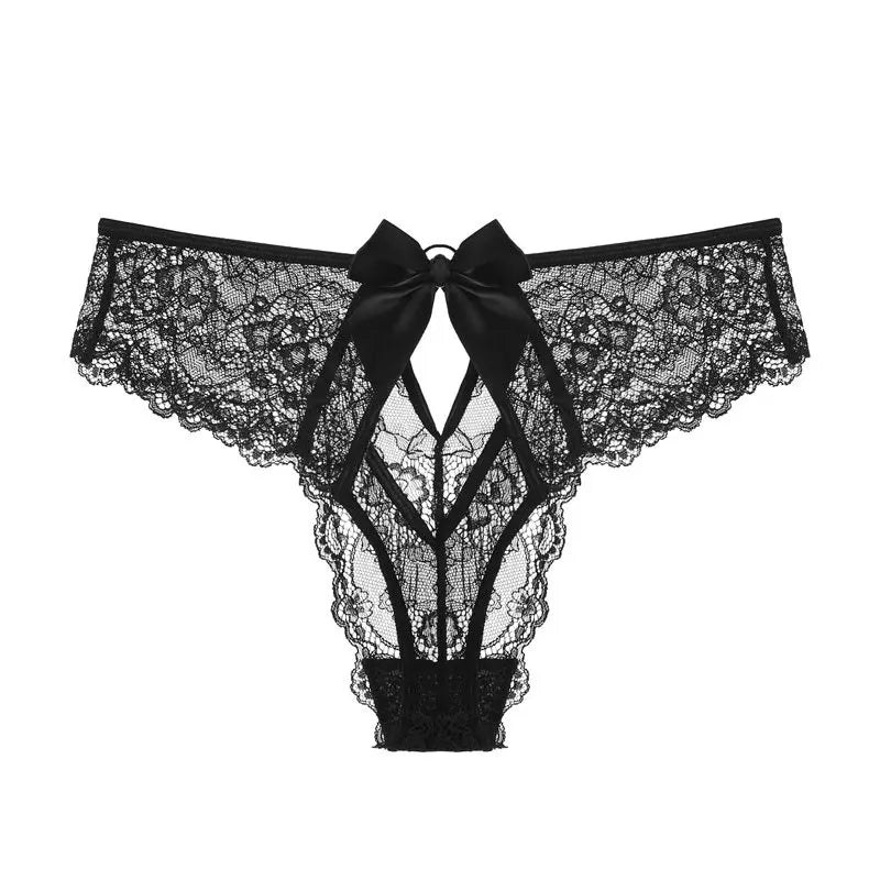 Strings creux sexy pour femmes, broderie en dentelle, culotte tentation taille haute, caleçon en T respirant en maille