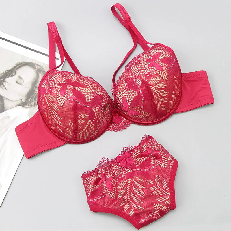 Ensemble de soutien-gorge Push Up en dentelle pour femmes