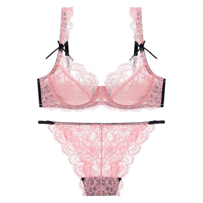 Ensemble de lingerie sexy en dentelle pour femmes, soutien-gorge et culotte, jarretière super fine, push-up