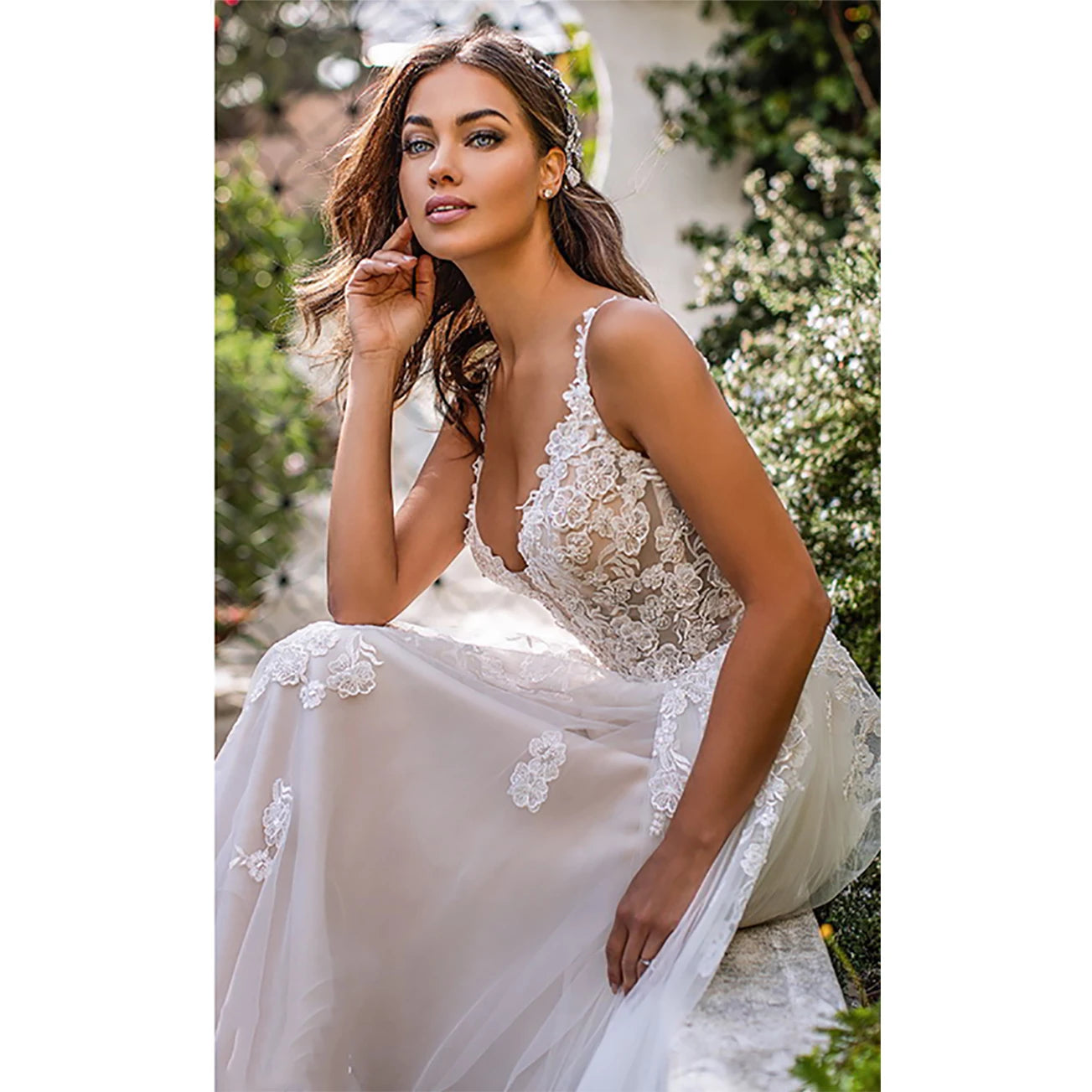 Robe de mariée longue style Boho, ligne a, dos nu, fleurs 3D, bretelles Spaghetti