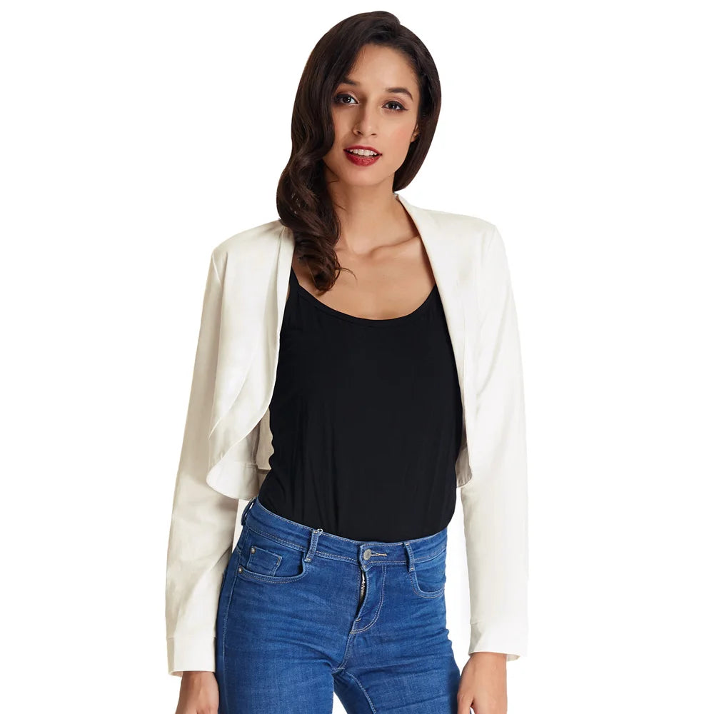 Manteau court basique à manches longues pour femmes