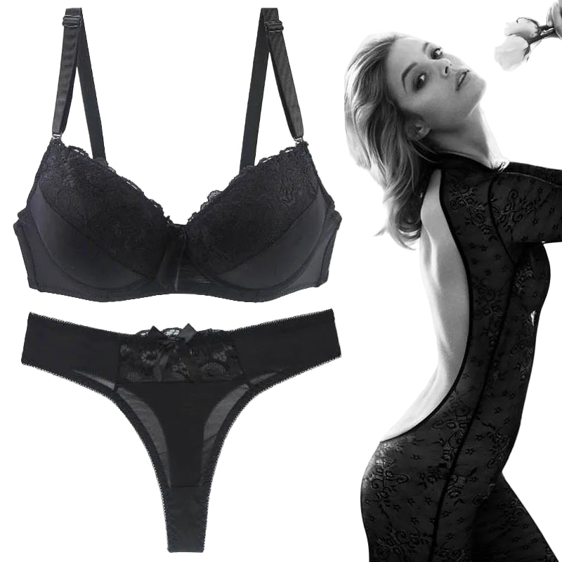 Ensembles de soutien-gorge sexy en dentelle et string pour femmes