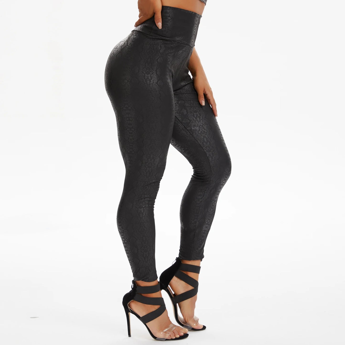 Leggings en cuir taille haute pour femmes