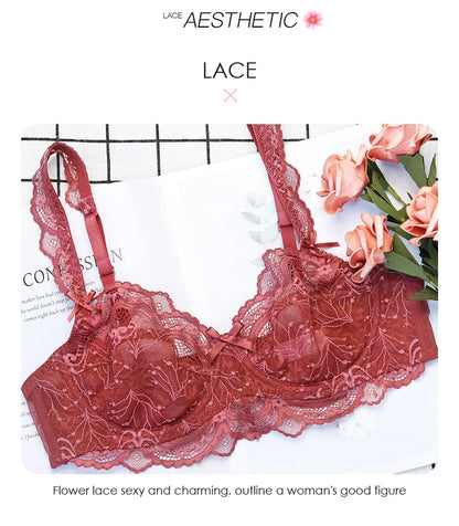 Ensemble de soutien-gorge grande taille pour femme Lingerie en dentelle fine à armatures transparentes