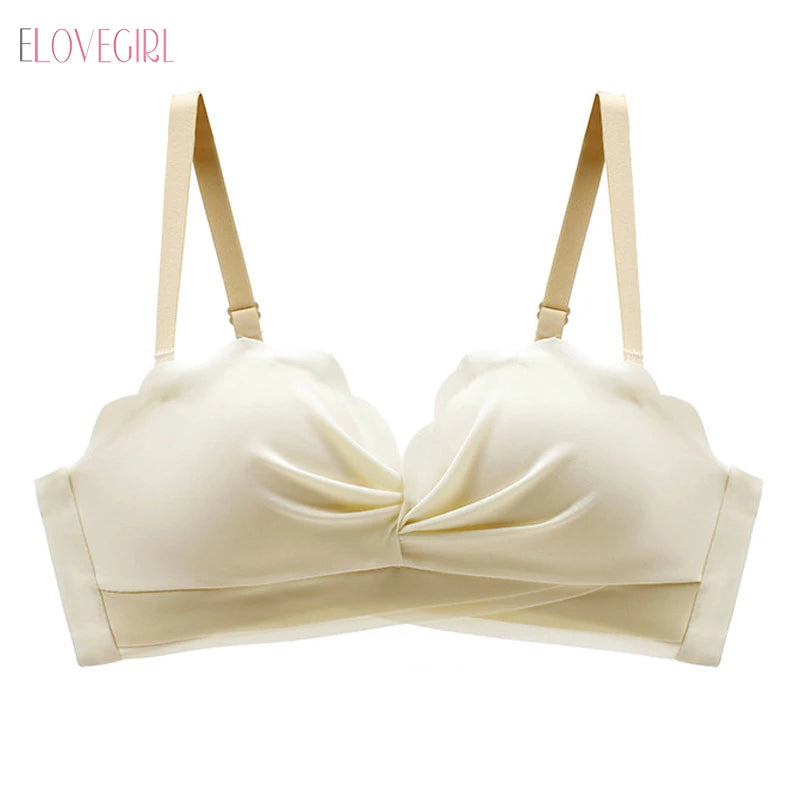 Soutien-gorge sans couture pour femmes  Push Up sans fil brassière A B tasse  en Latex bustier