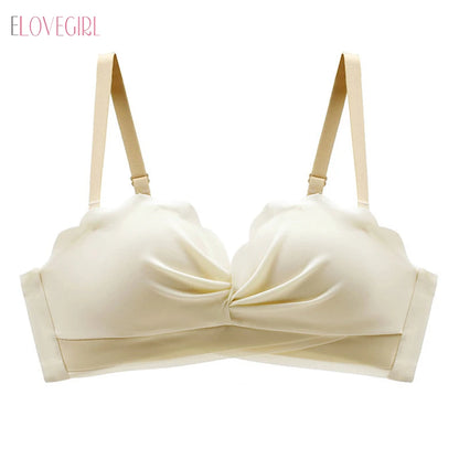 Soutien-gorge sans couture pour femmes  Push Up sans fil brassière A B tasse  en Latex bustier