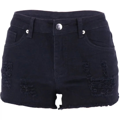 Short en jean déchiré noir ou blanc pour femmes