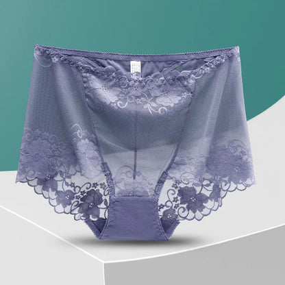 Sous-vêtements pour femmes en dentelle grande taille perforé slip transparent