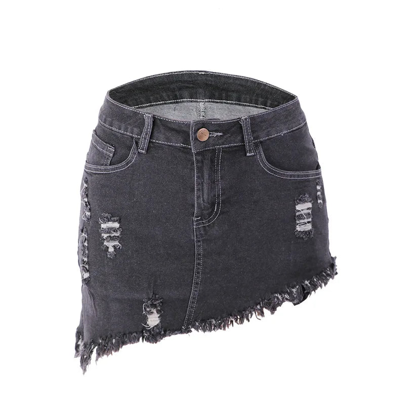 Jupe courte déchiré en jean pour les femme