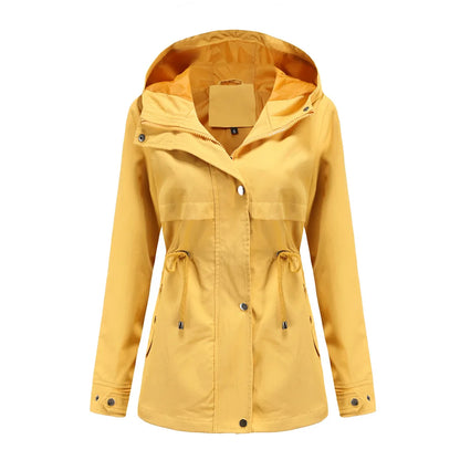 Veste à Capuche Imperméable pour Femme, Manteau Décontracté à Manches, Fermeture Éclair