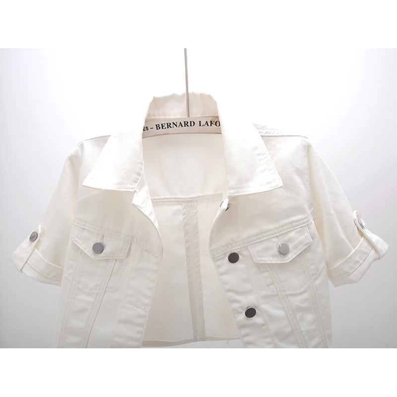 Veste en jean courte blanche pour femme