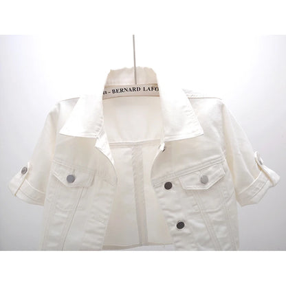 Veste en jean courte blanche pour femme