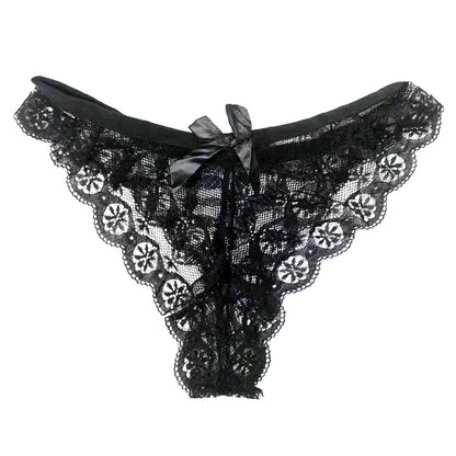 String taille basse en dentelle papillon pour femme