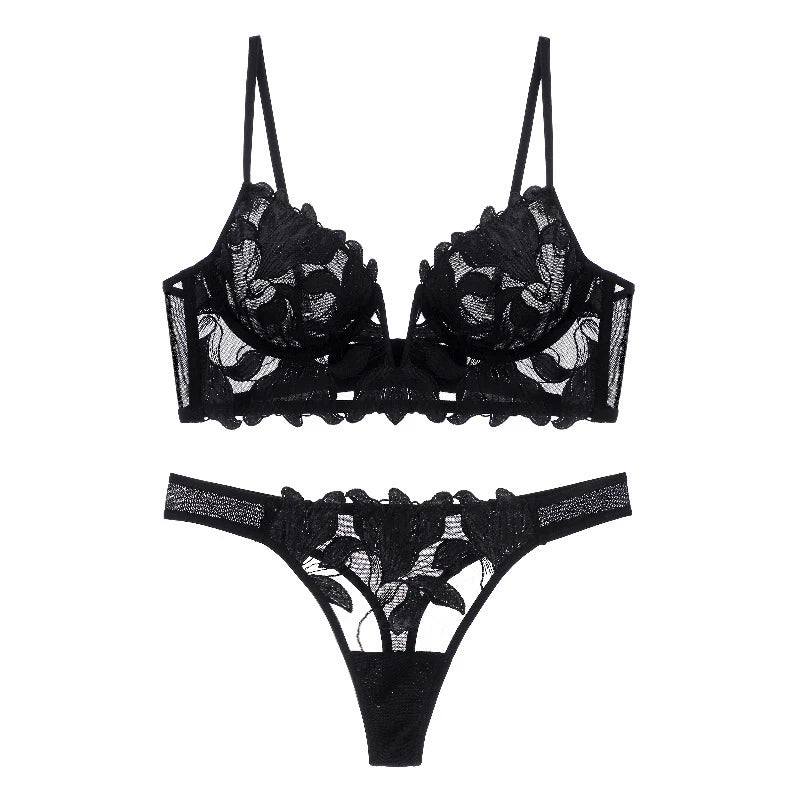 Ensemble de Lingerie soutien-gorge Push Up et culotte en dentelle pour femmes