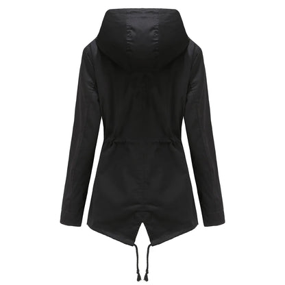 Veste à Capuche Imperméable pour Femme, Manteau Décontracté à Manches, Fermeture Éclair