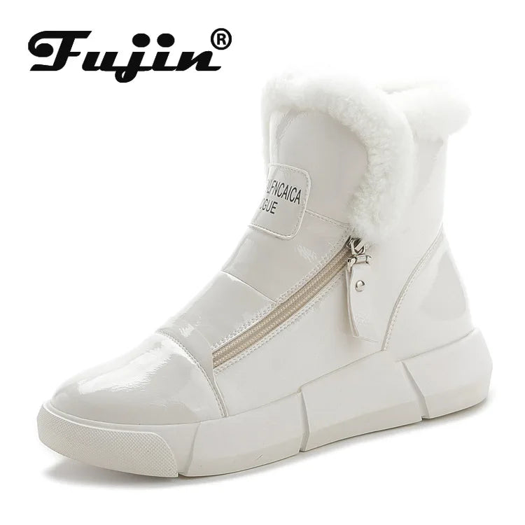 Bottines d'hiver en peluche pour femmes, bottines à plateforme Za, bottes de neige, imperméables, cuir, fermeture éclair