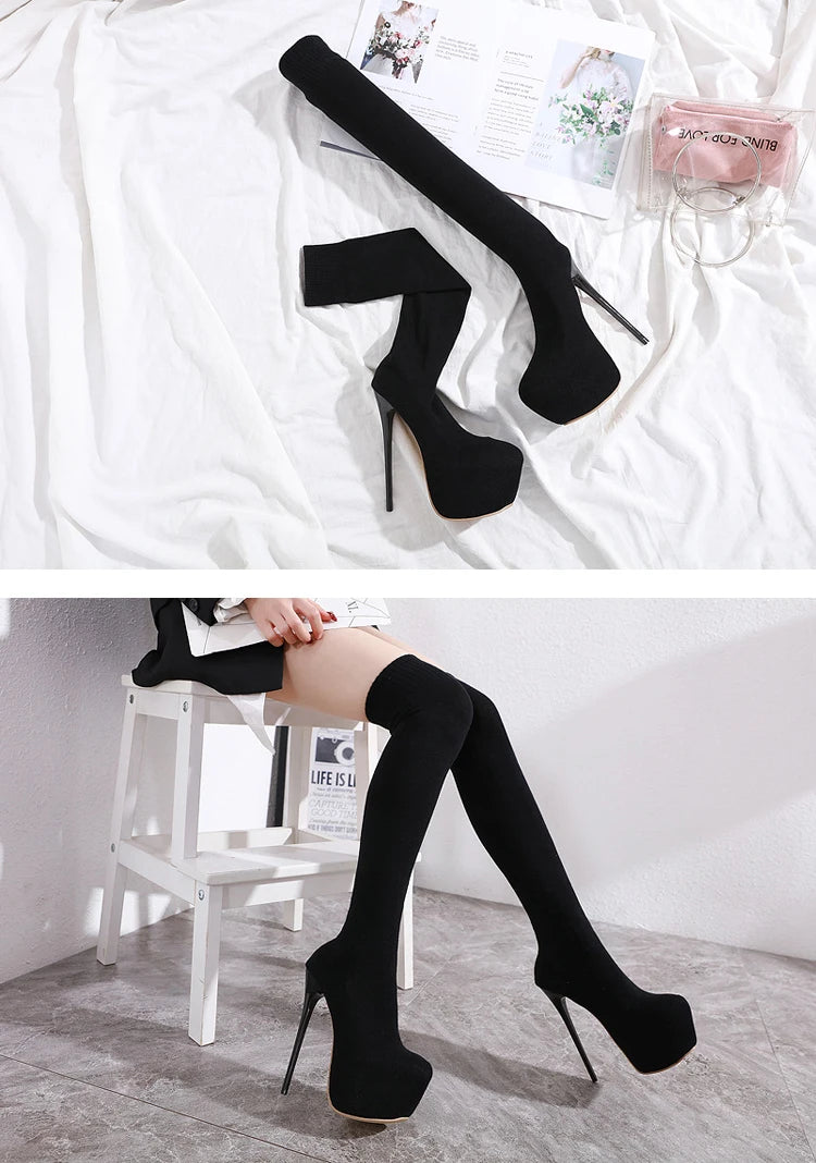 Cuissardes à talons plateforme pour femme