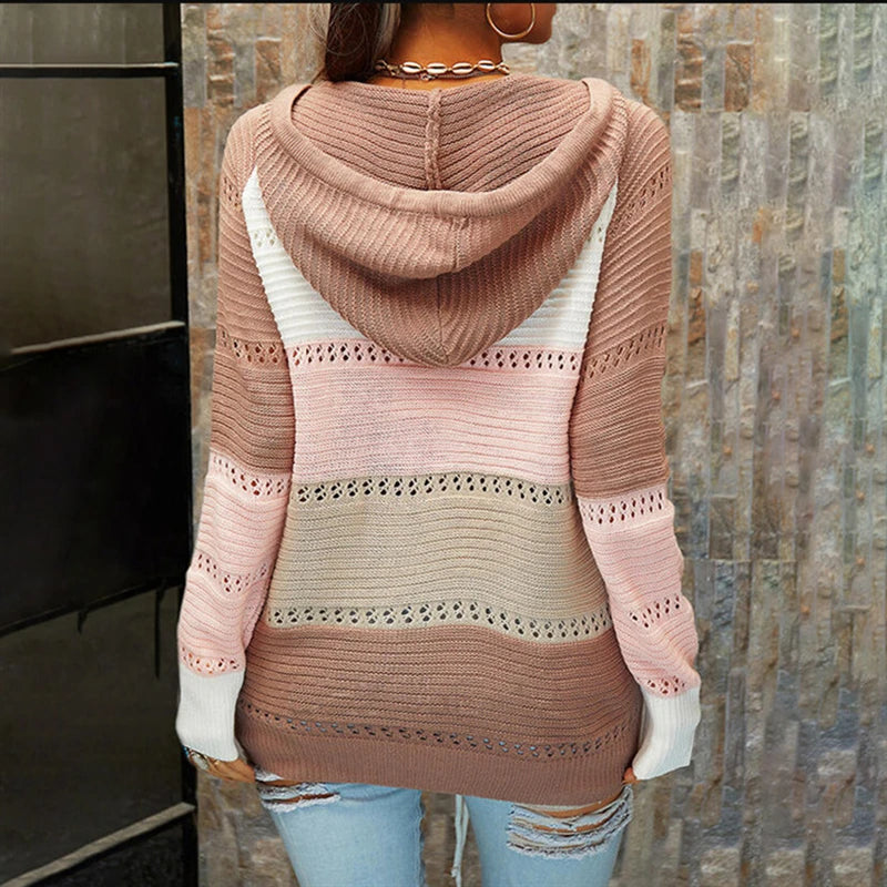 Pull à capuche en Patchwork pour femme