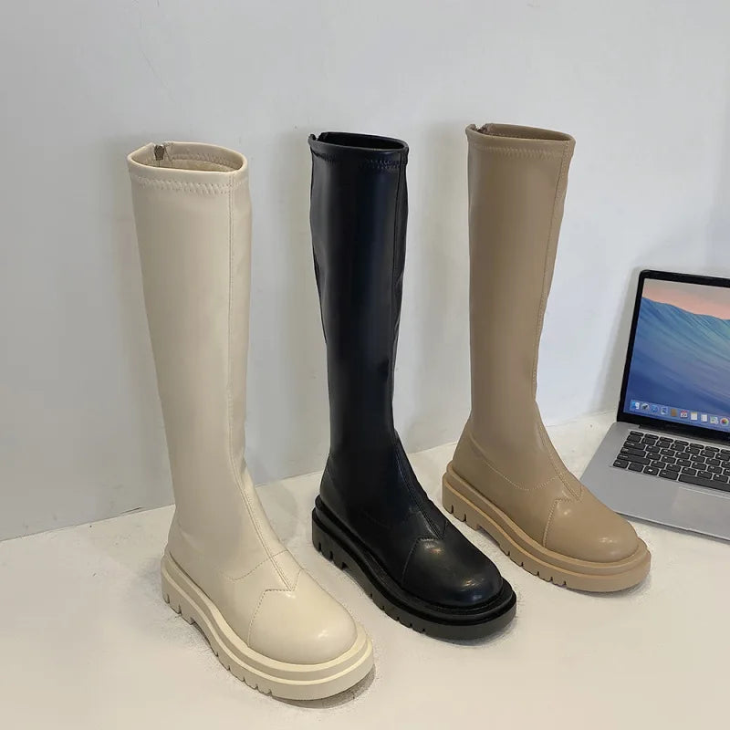 Bottes à bout rond pour femmes, chaussures Sexy à lacets, en cuir souple