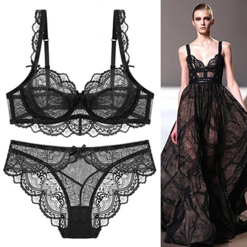 Ensemble de soutien-gorge  fleur transparente Push Up de haute qualité pour femmes