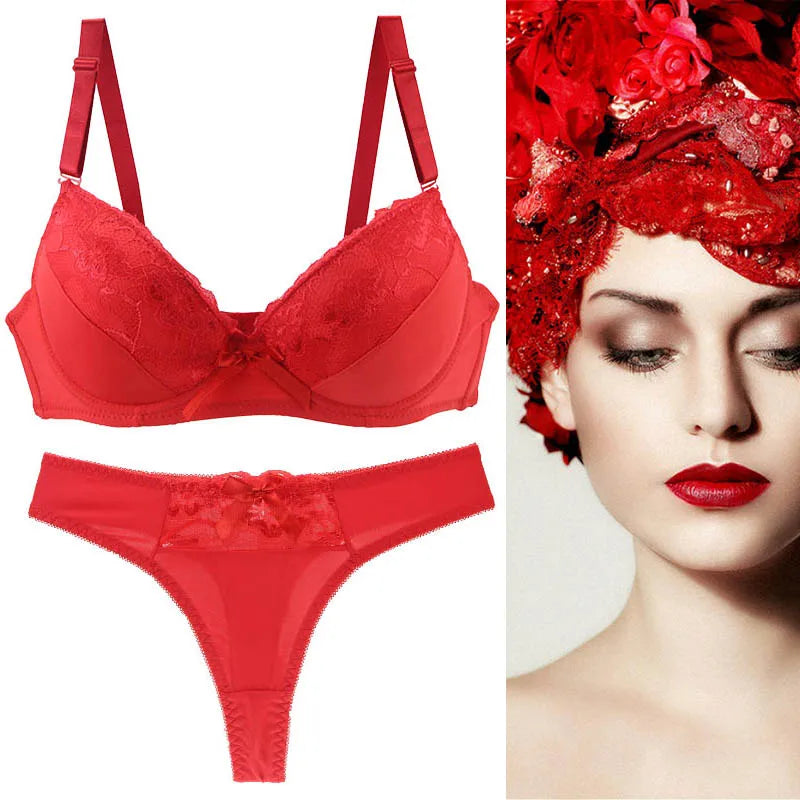 Ensembles de soutien-gorge sexy en dentelle et string pour femmes