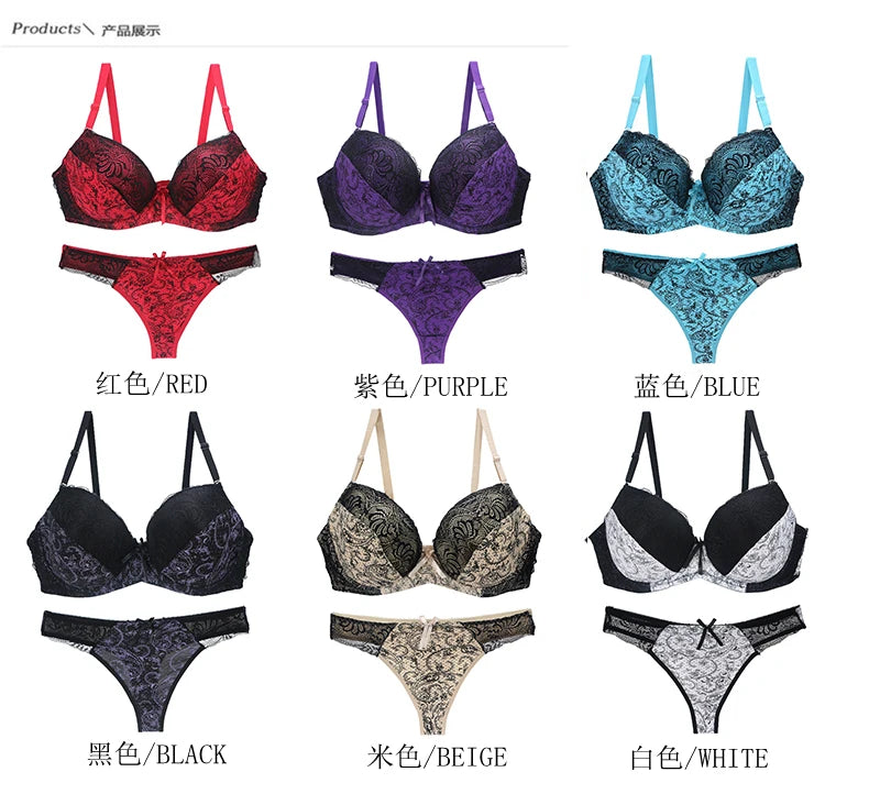 Ensembles de soutien-gorge push-up en dentelle pour femmes