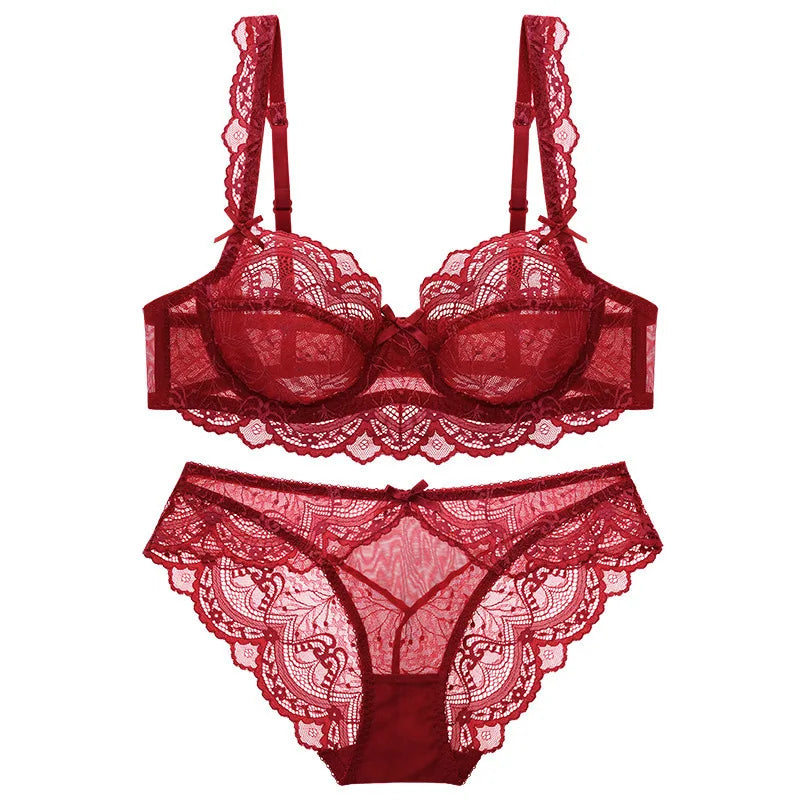 Ensemble de soutien-gorge  fleur transparente Push Up de haute qualité pour femmes