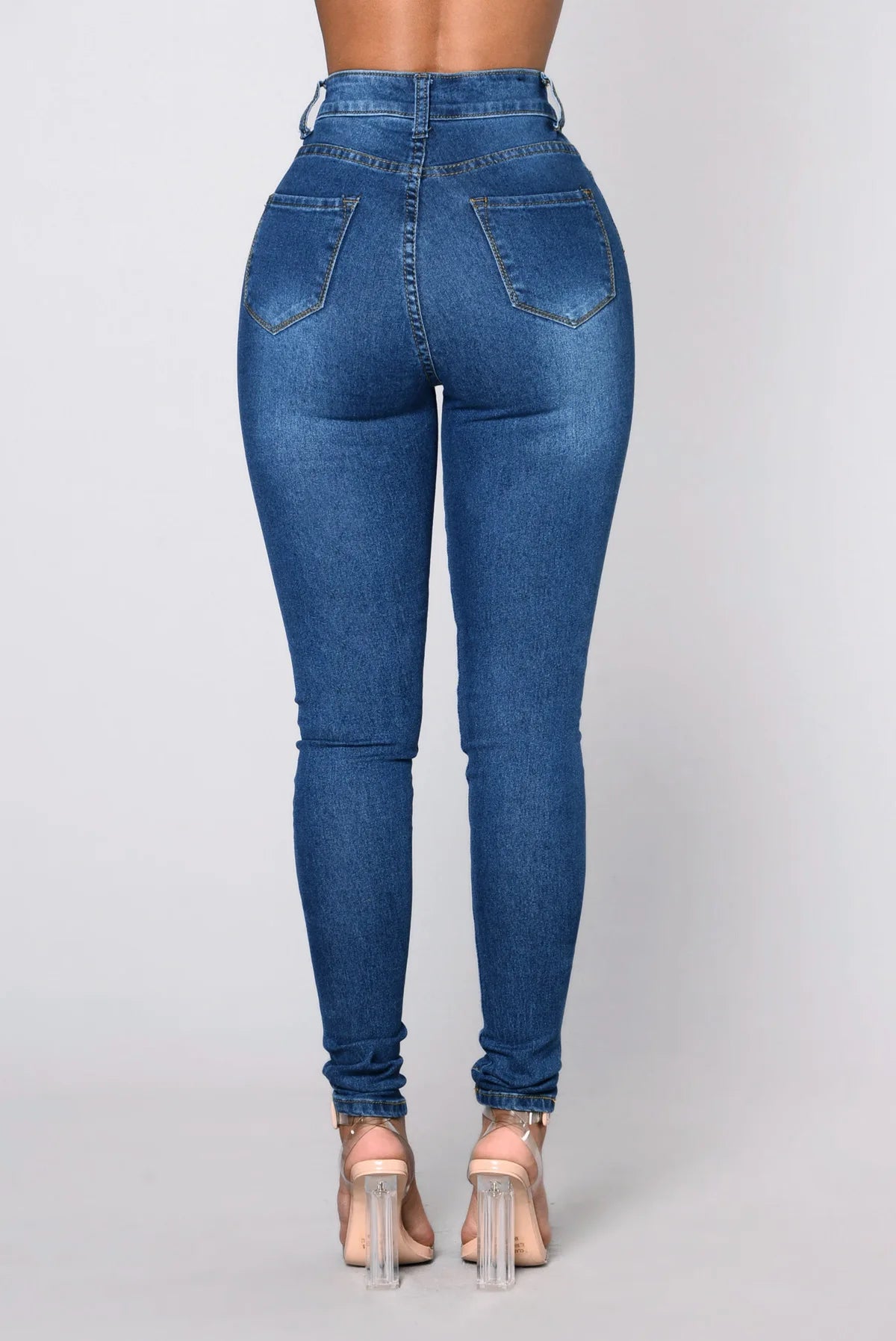 Jeans slim taille haute pour femmes pantalon crayon décontracté