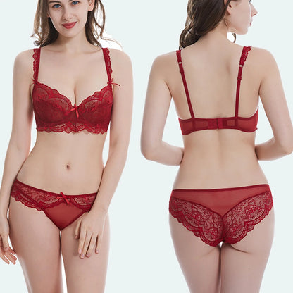 Ensemble de soutien-gorge grande taille pour femme Lingerie en dentelle fine à armatures transparentes