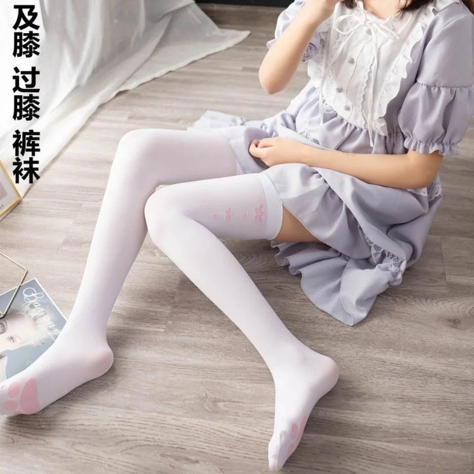 Bas de cuisse en velours blanc pour femmes