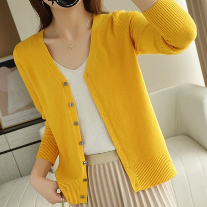 Cardigan tricoté à col en v pour femme