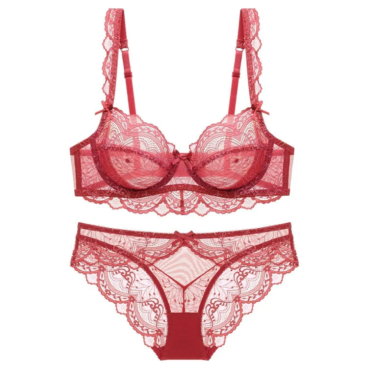 Ensemble de soutien-gorge grande taille pour femme Lingerie en dentelle fine à armatures transparentes