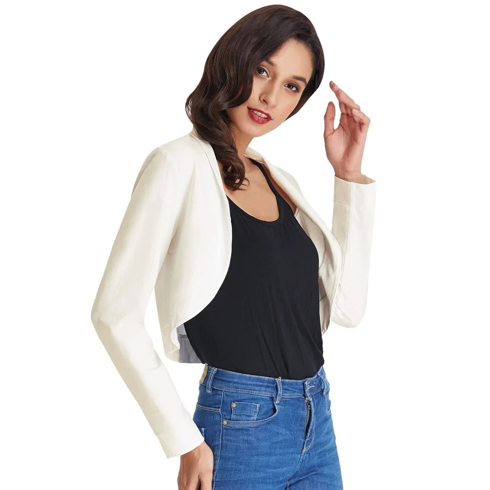 Manteau court basique à manches longues pour femmes