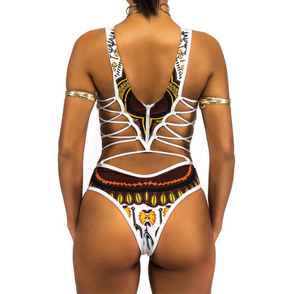 Maillot de bain une pièce imprimé Dashiki africain pour femmes