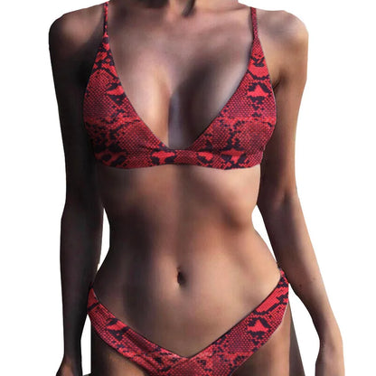 maillot de bain pour femme deux pièces serpent imprimé string