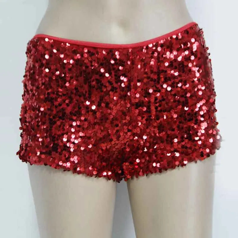 Short à paillettes rouges scintillantes pour femmes