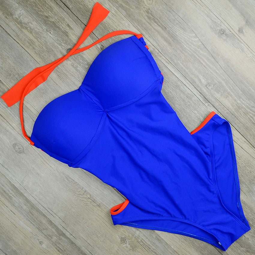 Maillot de bain une pièce sexy pour femmes, croisé, dos nu, push-up