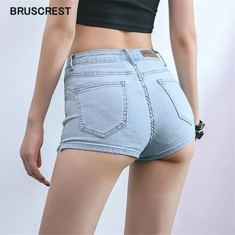 Shorts en jean mini taille haute pour femmes